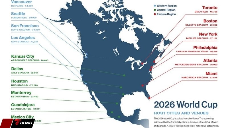 Các địa điểm tổ chức các trận đấu World Cup 2026